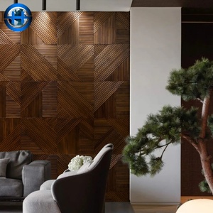 Piastrelle in <span class=keywords><strong>Legno</strong></span> 3D di Alta Qualità a Forma di Mezza Striscia, Pannello Decorativo in <span class=keywords><strong>Legno</strong></span> Massiccio per Interni - Product Image 5