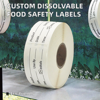Étiquette alimentaire adhésive flexible personnalisée en gros, dissolvable, pour surfaces de cuisine et emballages alimentaires