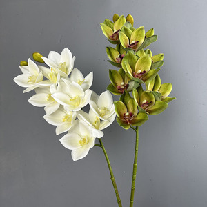 <span class=keywords><strong>10</strong></span> cabezas 3D impreso blanco rosa Cymbidium orquídea flores Material de tacto Real para boda Año Nuevo chino decoración del hogar - Product Image 3