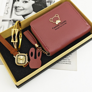 Conjunto de Relojes para Mujer, Elegante Caja Cuadrada, Escala Romana, Reloj de Pulsera de Cuero, Brazalete de Rombo, Mini Cartera, Caja - Product Image 3