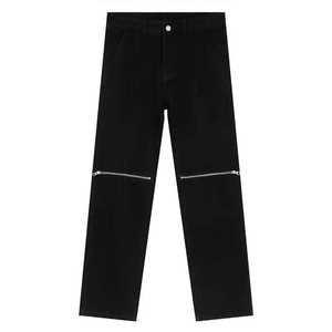 2025nirben Denim | High Street Hip Hop genou fermeture éclair jean Style coréen à la mode Slim Fit <span class=keywords><strong>beau</strong></span> pantalon à jambe droite - Product Image 1
