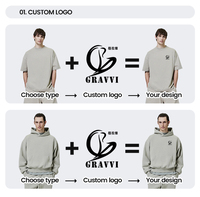 Gravvi Ağır Siklet 460GSM %100 Pamuk Fransız Havlusu Vintage Eskitme Görünümlü Bol Kesim Sokak Modası Erkek Kapüşonlu Sweatshirt Özel Üretim Logolu