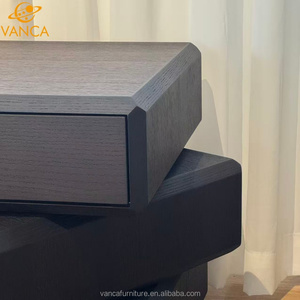 <strong>Antique</strong> Rotating Black Solid Wood Nightstand Unique Design Three Drawer Box Stacked <strong>Bedside</strong> <strong>Tables</strong> - Product Image 5