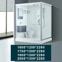 Unité de douche de salle de bain complète moderne, directement de l'usine, préfabriquée, modulaire, avec cadre en aluminium et plateau en acrylique