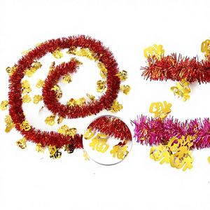 工場卸売 新年 春節 ショッピングモール 家庭装飾 幸運の言葉 カラーストリップ プラスチック製福飾り - Product Image 1