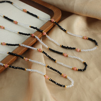 Collier de perles fait main en pierre naturelle facettée, style vintage rétro, bijoux géométriques dorés de luxe léger pour femmes, vente en gros