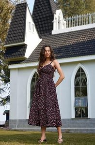 Robe midi florale d'été pour femmes In <span class=keywords><strong>Vogue</strong></span> - Design cintré à la taille - Product Image 5