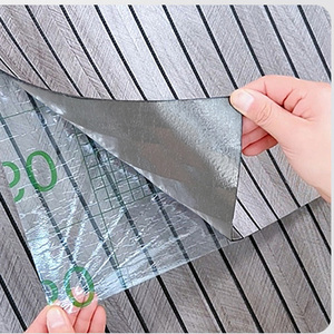 Carta da Parati Autoadesiva Moderna in PVC Goffrato con Motivo a Listelli in Legno per Palestre, Centri Commerciali, Studi, Hotel e Reception - Product Image 4