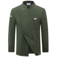 Nouvelle tenue de chef haut de gamme à manches longues pour homme, automne/hiver, 100% polyester, impression de logo disponible, embossage disponible pour les restaurants