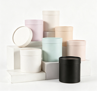 Boîte à fleurs miniatures rigides en promotion, finition brillante, emballage cylindrique biodégradable en carton, doublure en éponge, fermeture magnétique