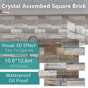 Wood Grain Splicing Waterproof Oil-Resistant Fireproof PVC <b>Wall</b> Tile Peel and Stick Backsplash <b>Sticker</b> - Product Image 4