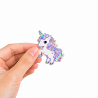 Autocollants personnalisés licorne anime, effet holographique, résistants aux UV, découpés, effet arc-en-ciel manga, vinyle PVC, créatures fantastiques