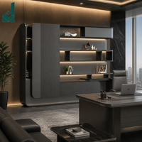 Meuble de rangement modulaire personnalisé pour bureau commercial, avec étagères, armoire à dossiers et vitrine LED, pour poste de travail de direction
