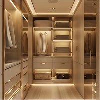 Dressing moderne en bois massif avec porte, mobilier de dressing compact pour chambre à coucher, vente en gros
