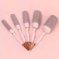 Brosse à cheveux ronde rose de qualité supérieure avec baril ionique enduit de céramique thermique à friser pour le séchage rapide humide Styling Blowout Nano