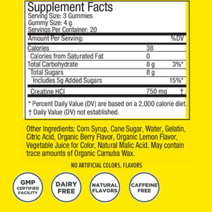 גומי קריאטין <span class=keywords><strong>HCl</strong></span> של OEM לגברים ונשים, תמיכה באנרגיה קוגניטיבית ותאית, בטעם פירות יער, תוסף קריאטין בעל ספיגה גבוהה - Product Image 2