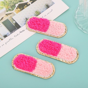 Mignon auto-adhésif Chenille tissu Patch paillettes brodé pilule serviette pour vêtements pantalons fer à repasser Style broderie décoration - Product Image 5