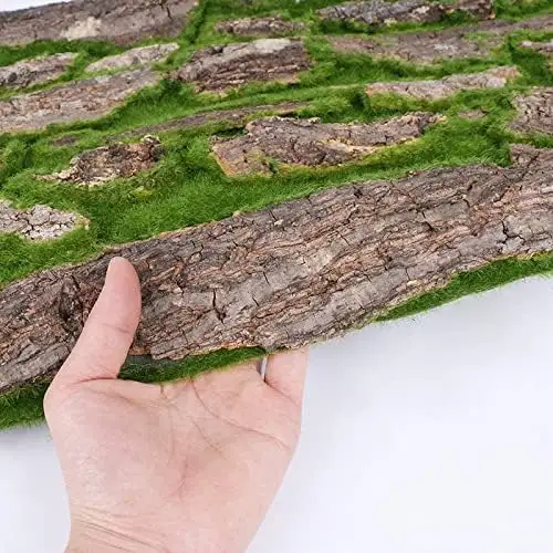 Dekorasi kulit pohon buatan plastik palsu kulit pohon pinus kering asli dengan lumut buatan untuk dekorasi dinding pesta rumah Festival DIY