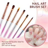 Ensemble de pinceaux professionnels de luxe pour nail art, logo personnalisé, dégradé rose, nylon, manche métallique ovale, pour salon de manucure, peinture au gel