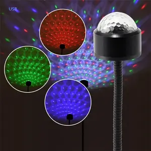 Mini lampe LED alimentée par USB, lumière musicale, en cristal, boule magique, luminaire décoratif, éclairage d'ambiance, idéal pour une voiture