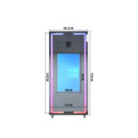 Photomaton portable Magic Mirror 65 pouces avec écran tactile 32 pouces, éclairage carré RGB, photomaton selfie avec flight case noir