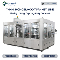 Línea de Producción de Bebidas Carbonatadas de 12000 BPH con Monobloque 3 en 1 para Fábrica de Bebidas Sunswell CE ISO9001