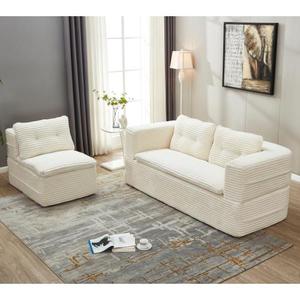 Canapé-lit multifonctionnel avec chaise longue indépendante en velours côtelé, canapé-lit 3 places pour salon et chambre - Product Image 4