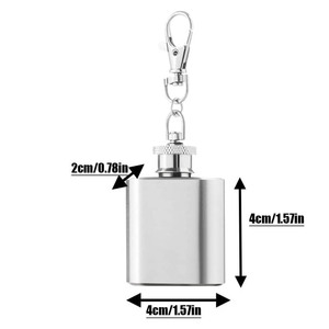 قارورة جيب صغيرة متعددة الوظائف من الفولاذ المقاوم للصدأ سعة 1 أونصة مع سلسلة مفاتيح - Product Image 3