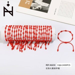 Braccialetto con Nodo a Sette Stelle Rosso, 2400 Pezzi per Scatola, Bracciali Charm alla Moda - Product Image 1