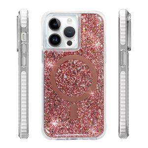 Étui de téléphone magnétique antichoc avec paillettes de luxe pour tous les types de téléphones avec impression pour iPhone 15 Pro Max - Product Image 1