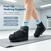 Chaussure post-opératoire de décompression de l'avant-pied à tige haute, avec protection d'orteil amovible, cale en TPR et fermeture Velcro, pour la récupération des blessures à l'orteil - Vente en gros