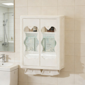 Wall Mounted Storage Box Rectangle Dustproof Cover Punch Free Tissue Box Bathroom Storage - Product Image 1