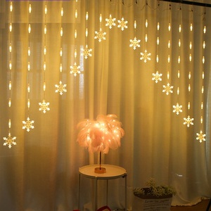 New Led Curtain String Lights <strong>Door</strong> Window Room Festive Decoration Lamp Snowflake Shaped Curtain Hanging Icicle Garland Light - Product Image 1
