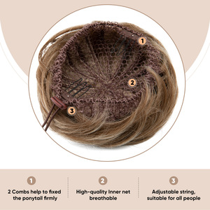 Extensions de chignon synthétiques multicolores en gros avec cordon de serrage et clip facile pour femmes – Chignons désordonnés couleurs assorties - Product Image 2