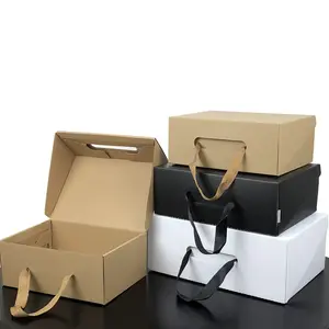 Commercio all'ingrosso su ordinazione bianco/nero kraft scatola di scarpe scatole regalo con coulisse
