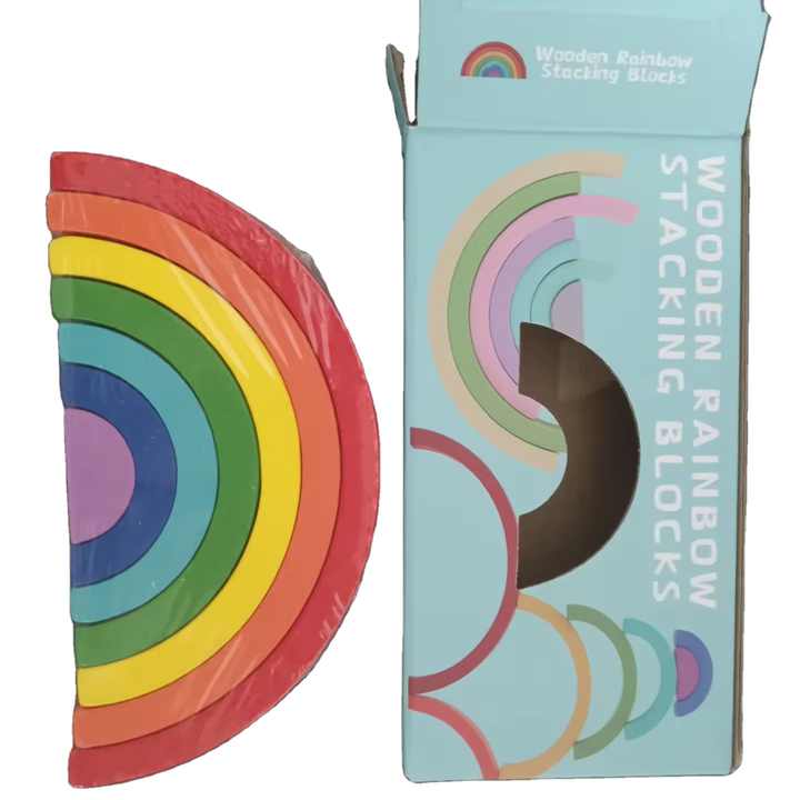 Large Wooden Building Blocks For Toddlers Baby Kids 16 Pcs Rainbow Blocks Geometry Sensory Stacking Construction Toys Set Colorful Preschool Learning Educational Toys For Boys & Girls