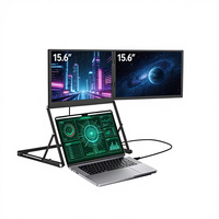 Layar Ekstensi Laptop LastCreate 15.6'' FHD 1080P IPS Monitor Lipat Ganda C Plug Play Speaker Internal Monitor LCD Bisnis