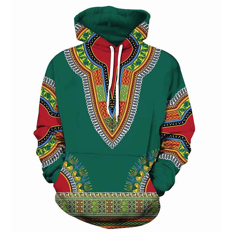 Manufacturer direct sale cotton African style drop shoulder  printed  long sleeves Loose  Hoodie