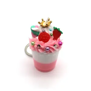 DIY yaratıcı plastik Mini dondurma şişe anahtarlık Girly sevimli kupası anahtarlıklar süblimasyon anahtarlık