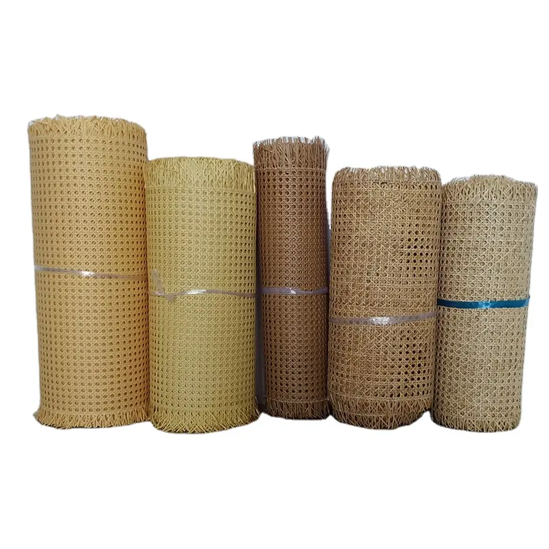 Wholesale Natural Mesh Furniture Bleached PE Rattan Core Different Pattern Rattan Cane Webbing rattan roll natural