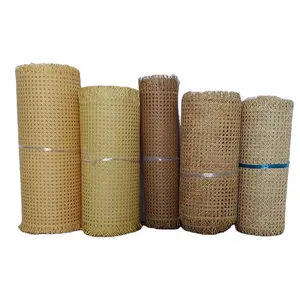 Großhandel natürliche Mesh Möbel gebleicht PE Rattan Core verschiedene Muster Rattan Cane Gurtband Rattan Rolle natürlich