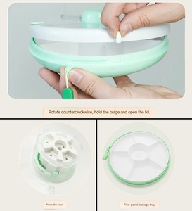 Vente en gros de boîtes à nourriture portables rotatives rondes en plastique à 5 compartiments pour enfants ou bébés - Product Image 2