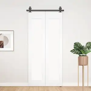 Rhetech Bending Design Wall Mount Bracket Fit Double Wooden Doors Metal Bi-folding Sliding Barn Door Hardware Kit System