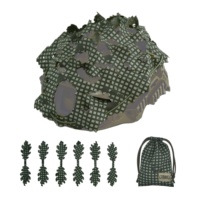 Housse de casque camouflage Ghillie couleur unie noire, découpe laser irrégulière avec 6 feuilles de simulation supplémentaires
