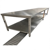 Table de travail de cuisine commerciale en acier inoxydable 304, taille personnalisée, comptoir de préparation de restaurant, table de découpe et de hachage