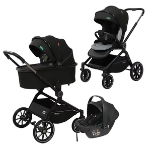 Nouveau Poussette Bébé Multifonctionnelle 3 <span class=keywords><strong>en</strong></span> 1 Kidilo 2025 avec Siège Auto, Ensemble Poussette Bébé Pliable Noir pour 0-3 Ans - Product Image 1