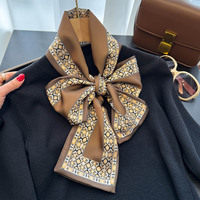 Designer de luxe doux Polyester soie ruban écharpe sac sangle pour femmes sacs à main 145*12cm dames soie cou cravate cheveux bandeaux