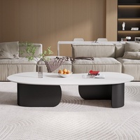 Table basse en métal noir de luxe léger, style moderne et minimaliste, avec plateau irrégulier en dalle italienne, pour la maison, le bureau et le salon