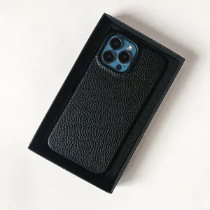 BOS Leather company directly supply top grain genuine leather cell phone case for iphone13 Pro Max