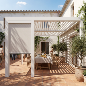 Pergola cantilever avec supports muraux et lames motorisées pour <span class=keywords><strong>garage</strong></span>, allée et terrasse sans poteaux, gazebo en aluminium - Product Image 1